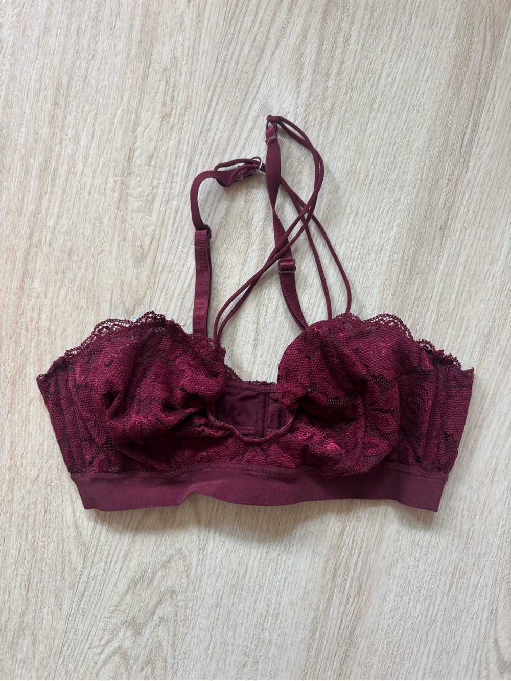 Lace Unlined Bralette in Deep Burgundy